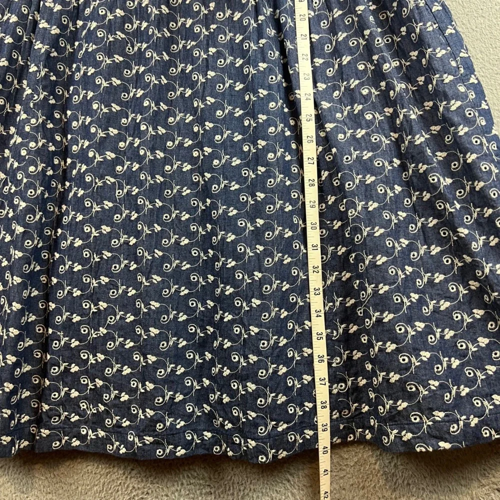 Broome Street Kate Spade New York Blue Floral Eyelet Smocked Midi Dress Size 12